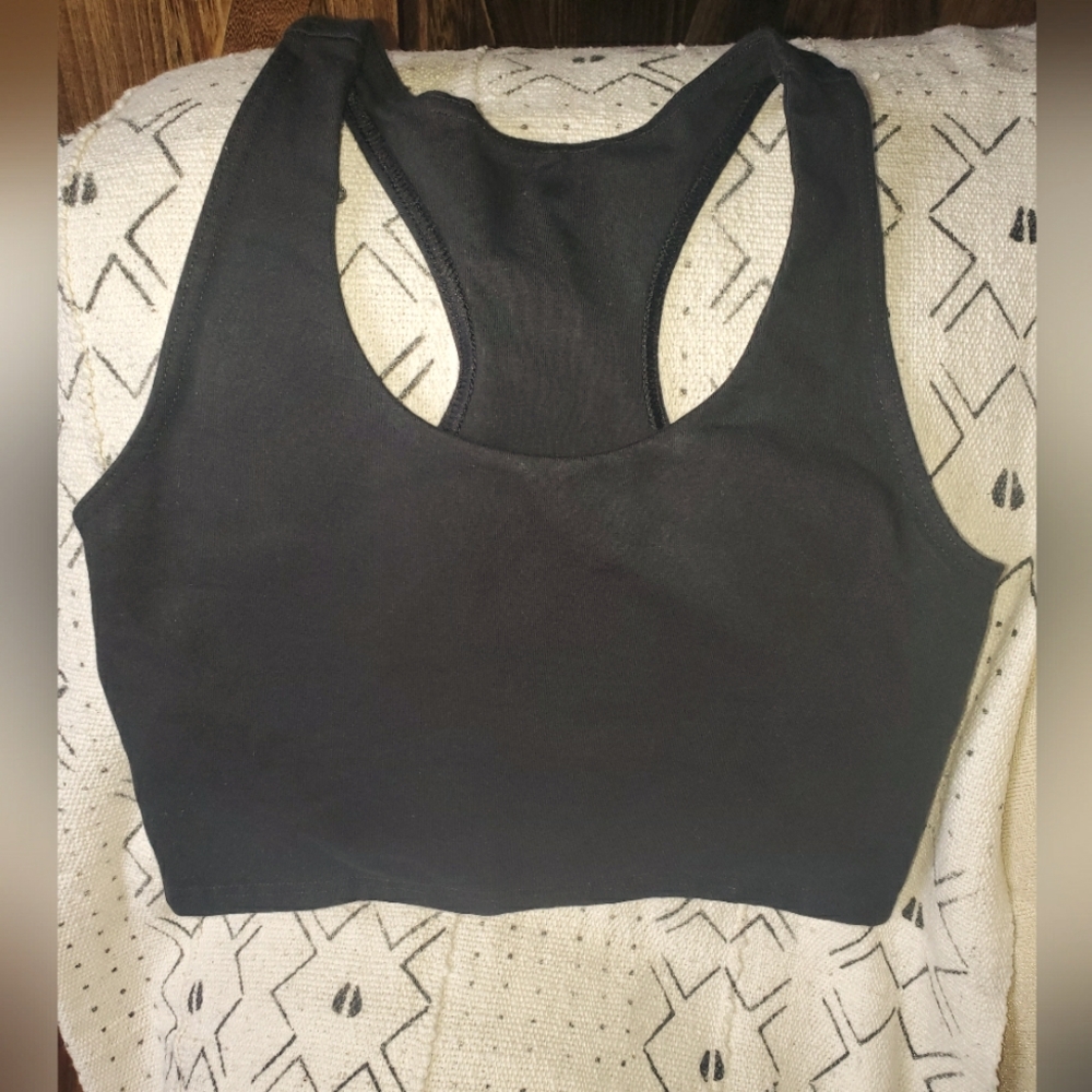 PACT Everyday Double Scoop Longline Bra Black Size Small